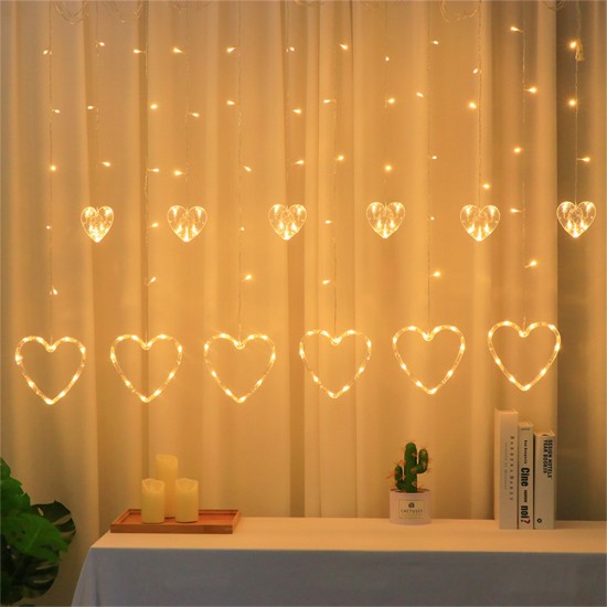 Heart-shaped Led Light  String Love Letter Curtain Lamps Battery Powered Waterproof Decorative Hanging Lights For Bedroom Kitchens Terraces heart colorful