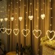 Heart-shaped Led Light  String Love Letter Curtain Lamps Battery Powered Waterproof Decorative Hanging Lights For Bedroom Kitchens Terraces love warm color