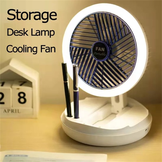 Household Folding Fan with Led Light Portable Wall Mounted Rechargeable Rotating Ceiling Fan with light