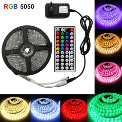 LED 5050 RGB Colorful Soft Strip Lights with 44-key Remote Control Set 12V High Bright Low Voltage Light U.S. regulations