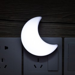 LED Light Sensor Control Mini Moon Shape Night Light for Sleeping 110V-220V - US Flat Plug (White)