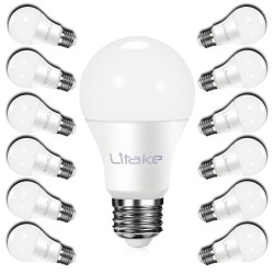 LITAKE 12 Packed E26/27 LED Bulb Light, A19 15W Equivalent to 100W Incandescent Bulb, Non-dimmable Warm White(3000K)