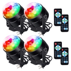LITAKE 4PCS Portable LED Disco Crystal Ball Party Lights with Remote Control 6 Colors Sound Actived Crystal