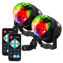 LITAKE LED Sound Crystal Magic Ball Stage Party Light  2PCS 7 Colors US Plug-Black