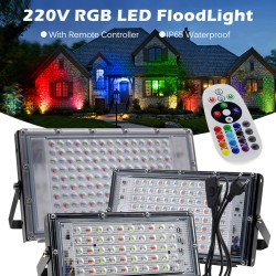 Led Floodlight Outdoor Colorful RGB Flood Light Spotlight Landscape Lighting Lamp with Remote Control EU Plug