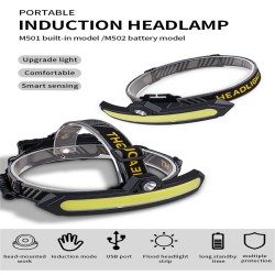 Led Headlamp 500-600 Lm Type-c Rechargeable Ipx4 Waterproof Zoom Outdoor Cob Induction Flood Light