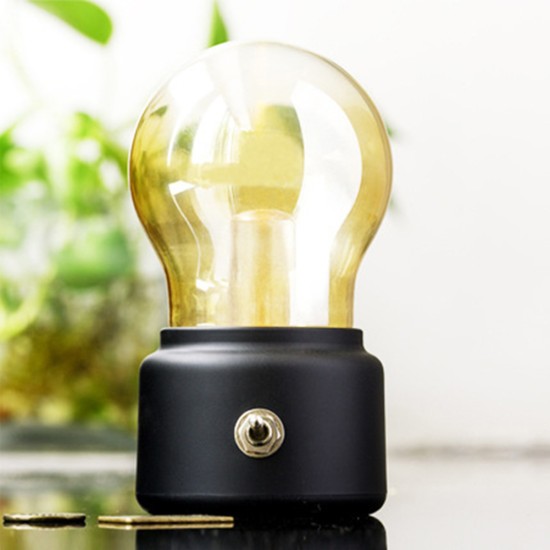 Led Light Bulb Retro USB Rechargeable High Brightness Energy Saving Night Light Bedside Table Lamp Black