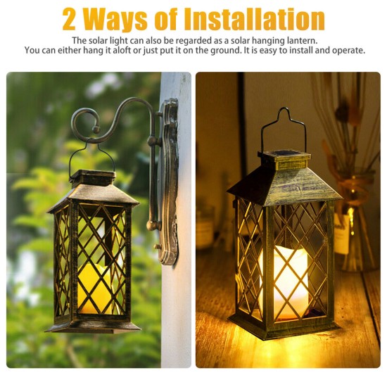 Led Solar Hanging Lantern Light Outdoor Patio Garden Light Waterproof Lamp Decoration Bronze