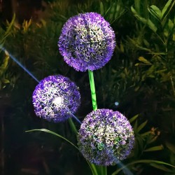 Led Solar Lights 3-head Outdoor Simulation Dandelion Decoration Lamp for Lawn Balcony Patio Yard Purple