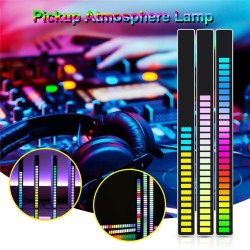 Metal Led Symphony Rhythm  Light Rgb Sound Control Atmosphere Strip Lamp Stress Relief Desktop Party Decoration (usb Charging) Silver rechargeable