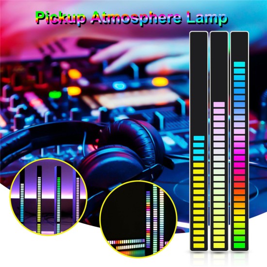 Metal Led Symphony Rhythm  Light Rgb Sound Control Atmosphere Strip Lamp Stress Relief Desktop Party Decoration (usb Charging) APP charging black