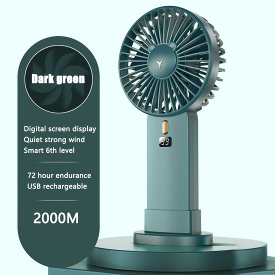 Mini Handheld Fan Led Display Usb Charging Portable Large Wind Small Fan For Summer Outdoor Sport Pearl White [4000mA]