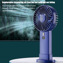 Mini Handheld Fan Led Display Usb Charging Portable Large Wind Small Fan For Summer Outdoor Sport Starry Blue [4000mA]