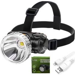 Mini Led Headlamp Portable Outdoor Rechargeable 4 Level Head-mounted Flashlight Torch for Adventure Black