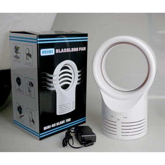 Mini Portable Desktop Bladeless Fan Cute No Fan-Leaf Cooler Cooling Fan for Office Study White (US regulations)