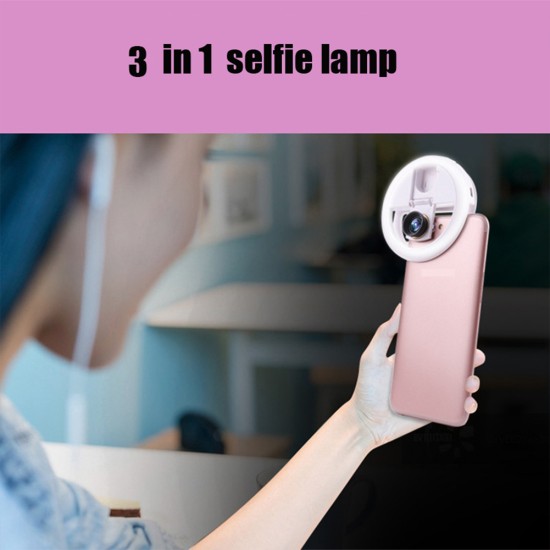 Mini Round Fill  Light With Lens 3 Brightness Levels Setting Non-slip Scratch-resistant Ring Beauty Selfie Light 36 Led Lights white
