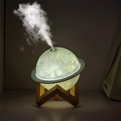 Moon-shaped Mini Humidifier Air Ultrasonic Led Usb Multifunctional Aroma Essential Oil Diffuser Night Light USB plug-in + wooden frame