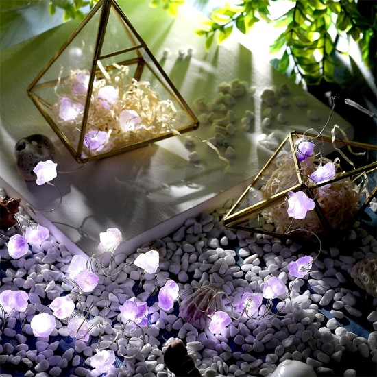 Natural Amethyst Decorative Lights Crystal String Lights Hanging Ornament Cold White