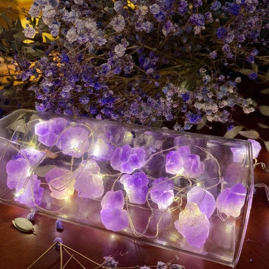 Natural Amethyst Decorative Lights Crystal String Lights Hanging Ornament Colorful Light