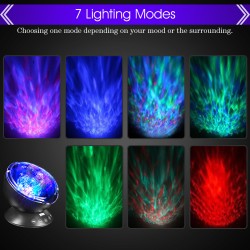 Ocean Wave Projector LED Night Light with Music Player Remote Control Lamp RGB_black