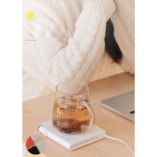 Outdoor Portable Thermostat Heating Coaster 3-speed Timer Cup Mat for Heating Milk Coffee red