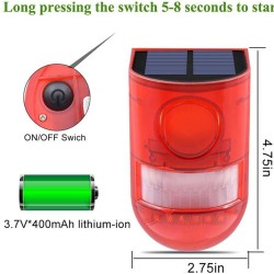 Outdoor Solar Alarm 4 Modes Multi-use Led Light Wireless Motion Sensor Detector solar warning light