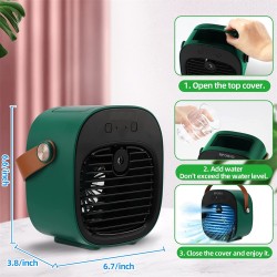 Portable Cooling Fan 3 Speeds Duration 4000mah Rechargeable Mute Air Cooler Fan Green