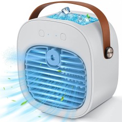 Portable Cooling Fan 3 Speeds Duration 4000mah Rechargeable Mute Air Cooler Fan White