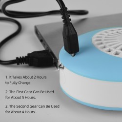 Portable Desktop MINI Fan with Mirror Cool Summer Phone Stand USB Charging Desk Fan,Blue blue
