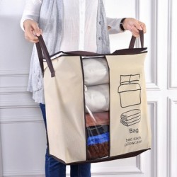 Portable High Capacity Non-woven Clothes Storage Bag Folding Closet Organizer for Pillow Quilt Blanket Bedding Korean style