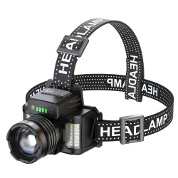 Portable Led Headlight 90 Degree Adjustment Ipx4 Waterproof Telescopic Zoom Flashlight H03