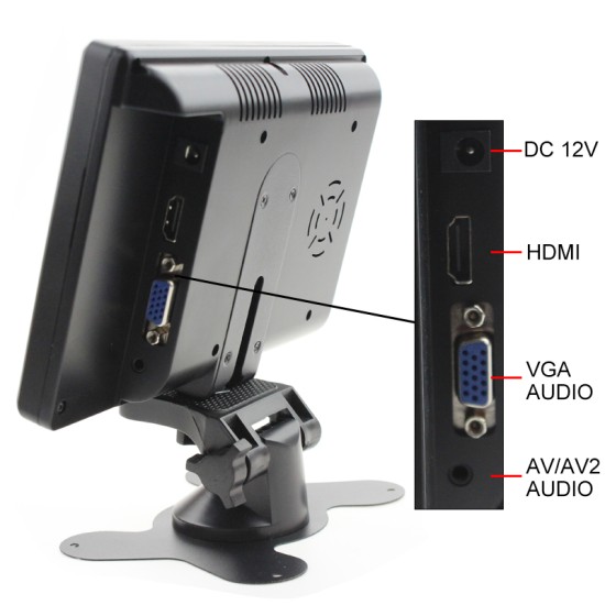 Portable Mini 7 Inch HDMI VGA Display LCD Screen Car Rearview TV/DVD Display Monitor EU plug