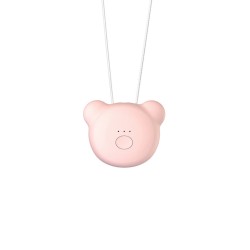 Portable Necklace Air Purifier Remove Formaldehyde PM2.5 Anion Air Freshener Bear [Pink]