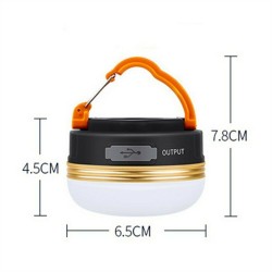 Portable Outdoor Led Camping Lantern Dimmable Emergency  Lamp Usb Rechargeable Light Black+orange