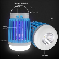 Portable Solar Lamp With Built-in Hooks Electric Led Light For Home Office Garage Campsite Garden W005 blue