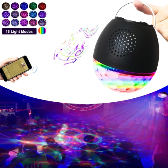 Projection Light 16-color Small Magic Ball Music Light Bluetooth RC Disco Festival Led Stage Lamp Battery Rechargeable
