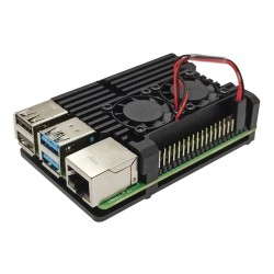 Raspberry Pi 4 Aluminum Case with Dual Cooling Fan Metal Shell Black Enclosure for RPI 4 Model B double fan