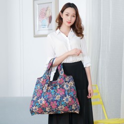 Reusable Foldable Shopping Bags Large Size Tote Bag with Handle Round leaves 138_XL