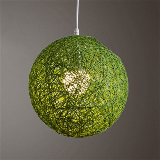 Round Concise Hand-woven Rattan Vine Ball Pendant Lampshade Light Lamp Shades Light Accessories(15cm Diameter) White
