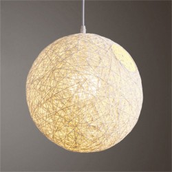 Round Concise Hand-woven Rattan Vine Ball Pendant Lampshade Light Lamp Shades Light Accessories(15cm Diameter) White