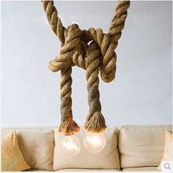 Rustic Hemp Rope 85-265V Ceiling Chandelier Wiring Creative Hanging Lights Wiring for Living Room Bar Public Places Decor