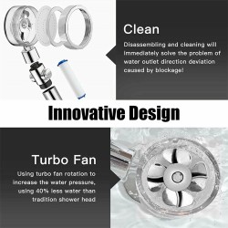 Shower Head Multi-color Water Saving Flow Detachable 360 Rotating High Pressure Nozzle with Turbo Fan Purple