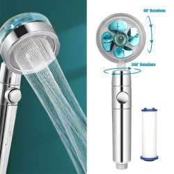 Shower Head Multi-color Water Saving Flow Detachable 360 Rotating High Pressure Nozzle with Turbo Fan Blue