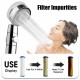 Shower Head Multi-color Water Saving Flow Detachable 360 Rotating High Pressure Nozzle with Turbo Fan Gold
