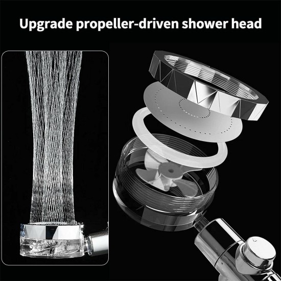 Shower Head Multi-color Water Saving Flow Detachable 360 Rotating High Pressure Nozzle with Turbo Fan Red