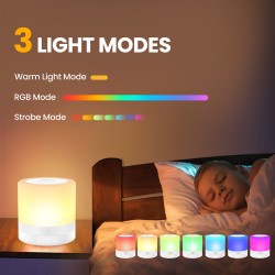 Silicone Colorful Night Lights Portable Adjustable 7 Color Changing Rgb Table Lamp Camping Lights with Handle Silver