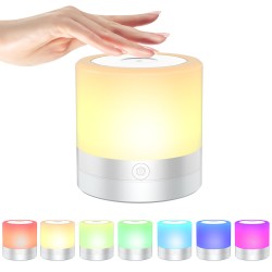 Silicone Colorful Night Lights Portable Adjustable 7 Color Changing Rgb Table Lamp Camping Lights with Handle Silver
