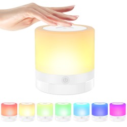 Silicone Colorful Night Lights Portable Adjustable 7 Color Changing Rgb Table Lamp Camping Lights with Handle White