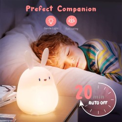 Silicone Led Bunny Lamp Rechargeable Touch Sensor Nursery Night Light Yellow Light