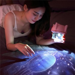 Small Rocket Projection Lamp Dream Starry Sky Rotating Romantic Atmosphere Lamp Dream USB Charging Night Light Novelty Rechargeable blue_Rechargeable